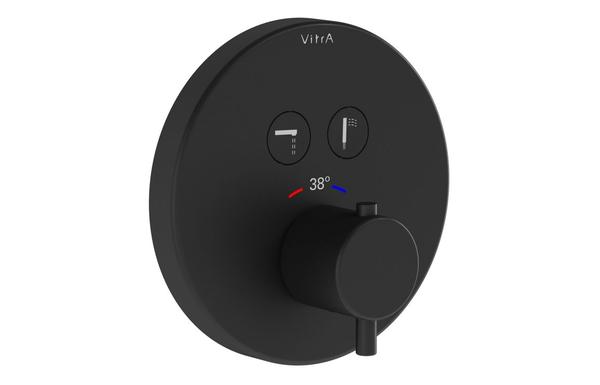 VitrA Aquacontrol Round Concealed Thermostatic 2-Way Bath Mixer - Matt Black